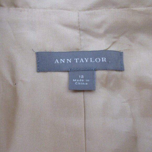 Ann Taylor 100% Silk Blazer Jacket Size 12 Gold Formal Evening Lined Rhinestone - Picture 7 of 12